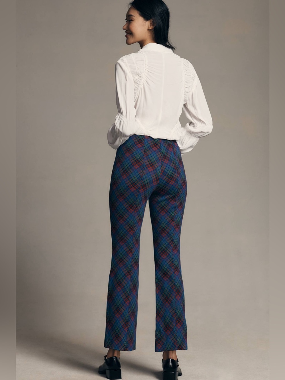 Anthropologie Maeve The Margot Kick-Flare Cropped Pants Plaid Edition Size XS - Picture 2 of 16